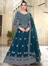 Sea Green Colour viana vol 4 Designer Fancy Heavy Festive Wear Butterfly Net With Embroidery Work Gown With Dupatta Collection Viana22